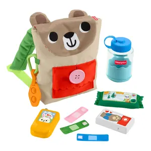Fisher-Price Friendship Forest Busy Bear Backpack, 9-Piece Pretend Play Set for Toddlers & Kids