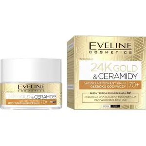 Крем для лица Eveline 24K Gold & Ceramidy Skoncentrowany Krem Głęboko Odżywczy 70+ 50 мл — концентрированный глубокопитающий крем для зрелой кожи