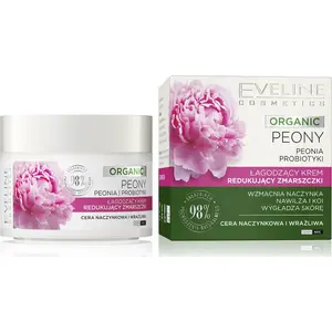 Крем Eveline Organic Peony — успокаивающий крем против морщин для чувствительной и куперозной кожи, 50 мл