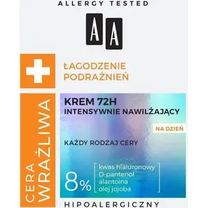 Day cream AA Cera Wrażliwa 72H intensively moisturizing 50 ml for sensitive skin