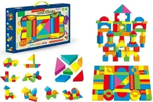 Foam Building Blocks Set w&k 64 pieces — foam construction toy, lightweight stackable pieces