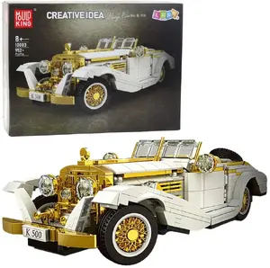 Construction Blocks Vintage Classic Car K500 by LEANToys — 952 pieces, white and gold