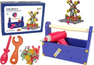 Конструктор LEANToys L-11233-0 — набор для сборки с игрушечной дрелью, элементы в ящике