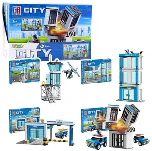 Construction Blocks Set LEANToys Police Station Building — 190–213 pieces, model 23557