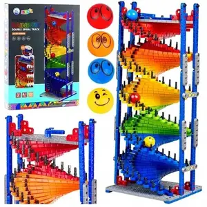 Construction Educational Building Set LEANToys 550 pieces — Marble Run Slide for Balls, Colorful