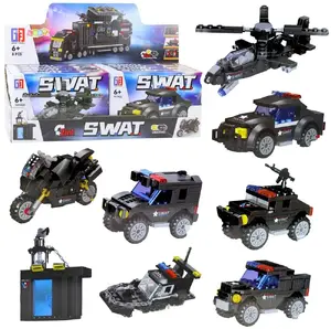 Construction Blocks Vehicles Transport Vehicles SWAT 2-in-1 92–117 pcs by LEANToys