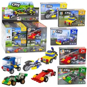 Construction Blocks Set LEANToys 24566 — Creative 2-in-1 Urban Vehicles Building Kit