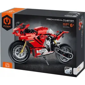 Konstruktors CaDa IM.MASTER Sacīkšu motocikls, sarkans, 557 detaļas