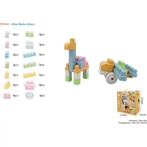 Children's Building Blocks Ramiz BIO* 43-piece set, pastel colors, rounded edges, for 18 months+