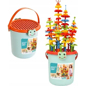 Construction Blocks Set Clics Garden 172 pcs – playset in bucket