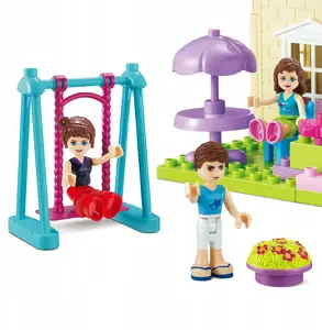 Construction building blocks set Bounn JM1210042 — 146 pieces, girls' house with garden