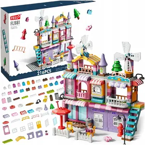 Construction Blocks Set LEANToys FL1161 — Villa for Girls, 216 Pieces