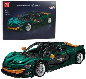 Construction Blocks Toy Car LEANToys P1 3268el — Green, 1:8 Scale