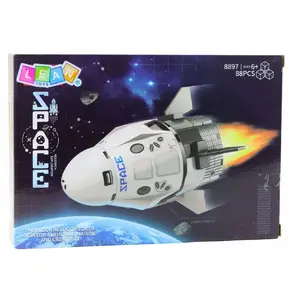 Construction Blocks Set LEANToys 88 pcs White Spaceship with Base - model 28023