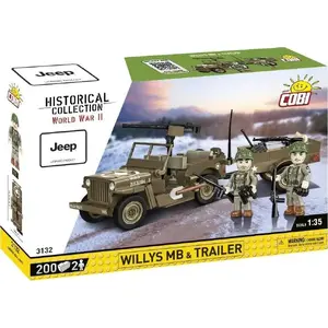 Конструктор Cobi WWII Willys MB с прицепом 200 деталей модель 3132 - модель военного автомобиля