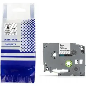 Label tape Brother TZe-S121 9 mm x 8 m black on transparent replacement