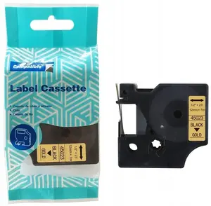 Etiķešu lente Dymo D1 45023 / ZDT-D145023 12 mm x 7 m — melns uz zelta