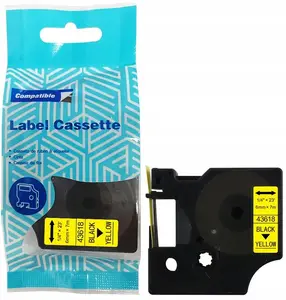 Label tape Dymo D1 43618 6 mm x 7 m — black on yellow replacement