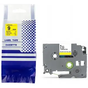 Label tape Brother TZe-621 9 mm x 8 m black on yellow compatible replacement