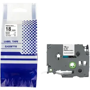 Label tape Brother TZe-FX241 18 mm x 8 m black on white — compatible replacement