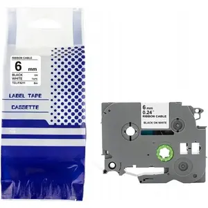 Label tape Brother TZe-FX211 6 mm x 8 m — black on white replacement