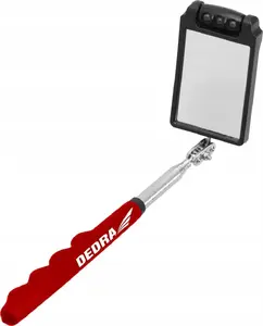 Inspection mirror Dedra 50×70 mm square with LED, telescopic handle 320–885 mm