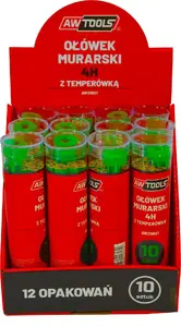 Mūra zīmulis AWTools AW29601, zaļš, 4H, priekš akmens un ķieģeļa, 10 gab.
