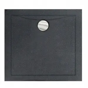 Shower Tray BESCO AQUARIUS 80×80 cm, low-profile 3/5.5 cm, black