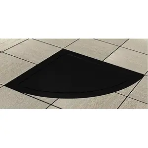 Shower tray Tako Slim 90x4 cm black matte — circular shower tray set with drain (No name)