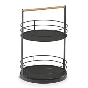 Zeller Present 27427 serving dish Metal, Wood Black, Wood Round Serving stand