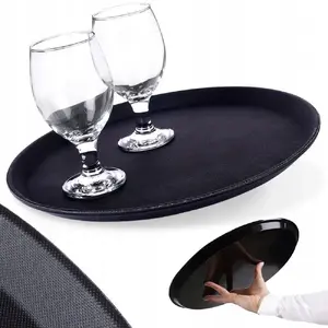 Serving Tray Vilde round anti-slip black 35 cm