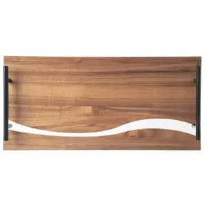 Serving wooden tray Skrzynkazdrewna RIVER 42×20×4.5 cm with handles