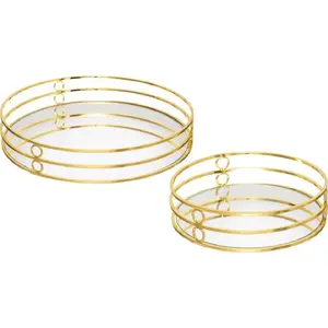 H&S Decoration metāla paplāšu komplekts ar spoguli Feel — dekoratīvas paplātes un spogulis