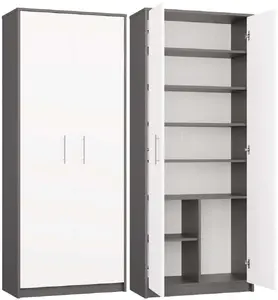 Shelf unit Meble Dekorado Regał Oliv 2D ANTRACYT BIEL – 2-door storage shelf unit
