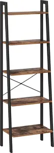 Bookshelf LEOBERT model_2018_1 — rustic style, 5 shelves, metal frame, loft design