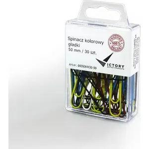 Binder Clips Victory Office Product 50 mm, 30 pcs, round, mixed colors, hanging plastic container