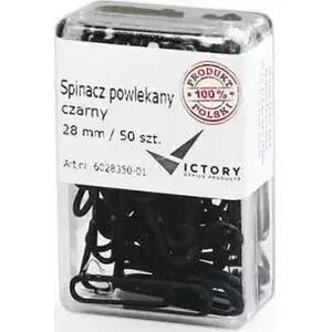 Binder Clips Victory Office Product 28 mm, round coated black, 50 pcs, plastic container