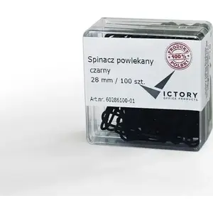 Paper Clips Victory Office Product circular coated 28 mm, 100 pcs in plastic container, black