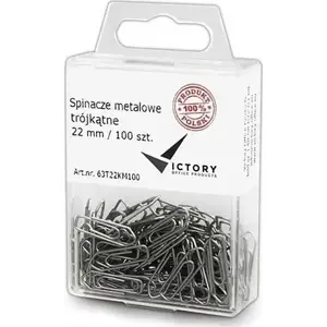 Clip, Victory Office Product 22 mm triangular paper clips, 100 pcs, plastic hanging container