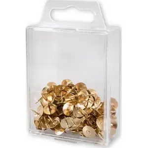 Push pins Victory Office Product PINEZKI — gold, 100 pcs, hanging plastic container