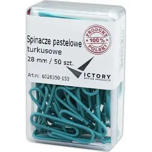 Binder Clips Victory Office Product SPINACZE BIUROWE 28 mm 50 pcs round pastel turquoise plastic container