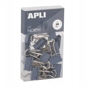Document clips Apli Up North 19 mm, pack of 15, blue, hanging box