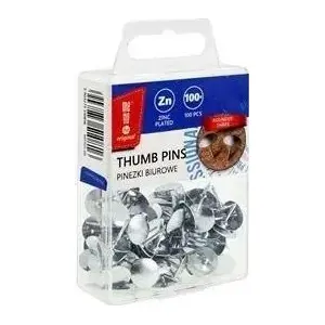 Thumb tacks MemoBe silver 100 pcs — push pins for notice boards, metal heads