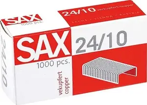 Скобы Sax 24/10 меднённые для степлеров 24/6/24/10, коробка ISAX24/10