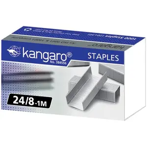 Скобы Kangaro ZSZYWKI 24/8 — стандартные металлические офисные скобы, подходят для степлеров 24/6–24/8