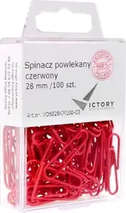 Office binder clips Victory Office Product 28 mm round coated red, 100 pcs in hanging plastic container