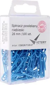 Office paper clips Victory Office Product round coated 28 mm, 100 pcs in hanging plastic container, blue