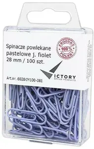 Paper clips Victory Office Product 28 mm, round pastel light violet, 100 pcs in hanging plastic container