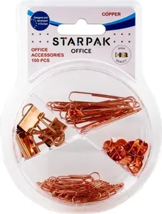 Office Accessories STARPAK set, 100 pieces, copper-colored clips and fasteners (STK AKC1)