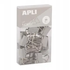 Document clips Apli Up North 19 mm, pack of 15, hang-box, gray